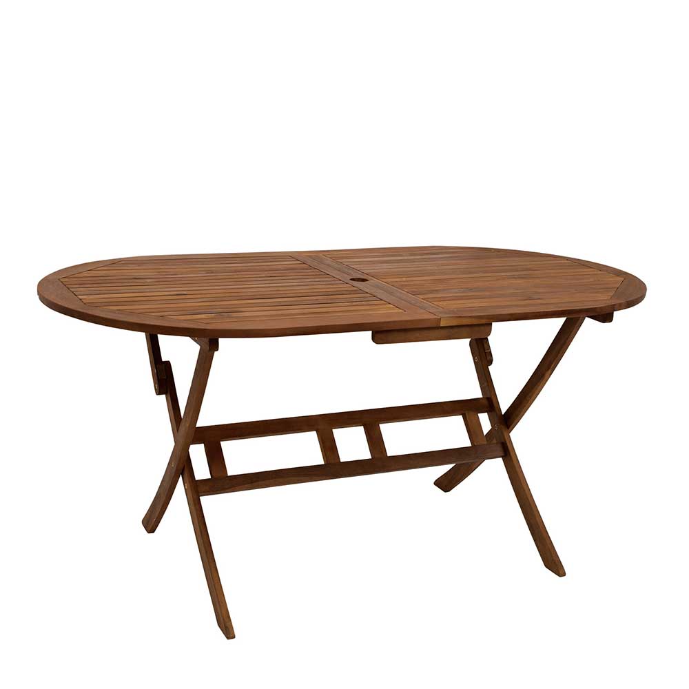 Klappbare Terrassensitzgruppe Vaxon aus Akazie Massivholz mit ovalem Tisch (siebenteilig)
