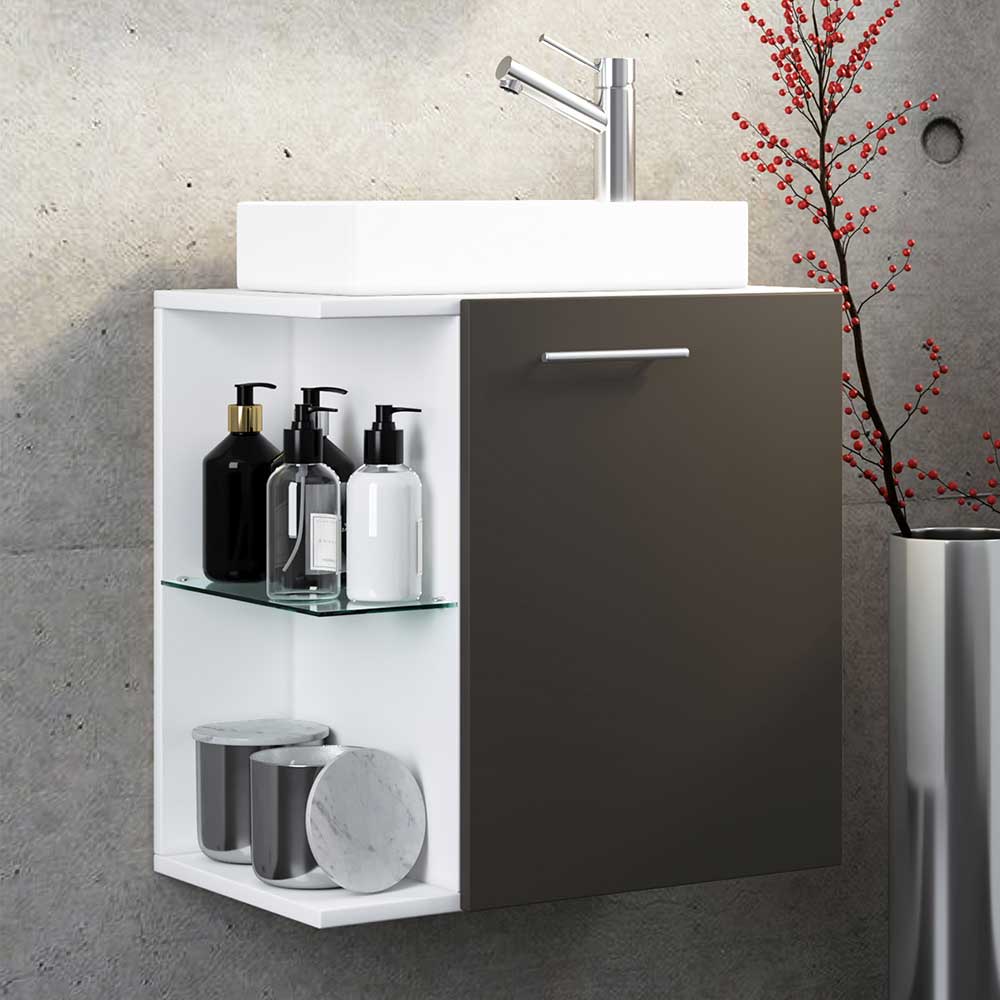 Waschbeckenunterschrank Bojana in Schwarz und Weiß für die Wandmontage