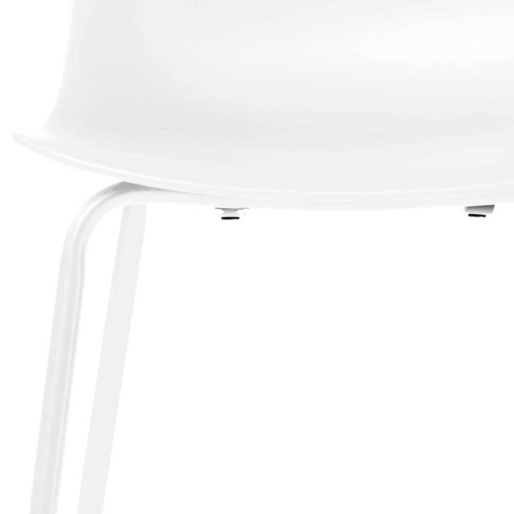 Weiße Küchenstühle Lucyanco aus Kunststoff und Metall mit Sitzschale (4er Set)