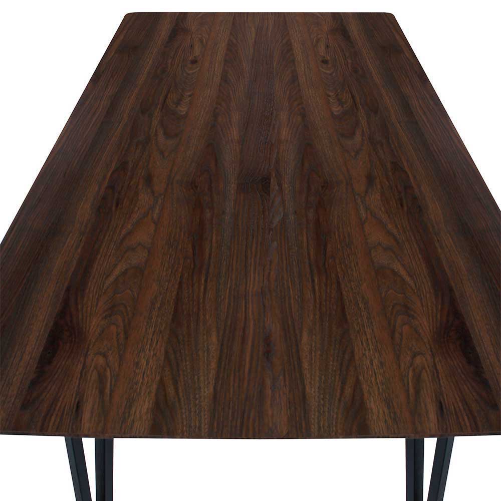 Retrostil Essgruppe Naosa in Nussbaumfarben und Grau mit 160 cm Tisch (fünfteilig)