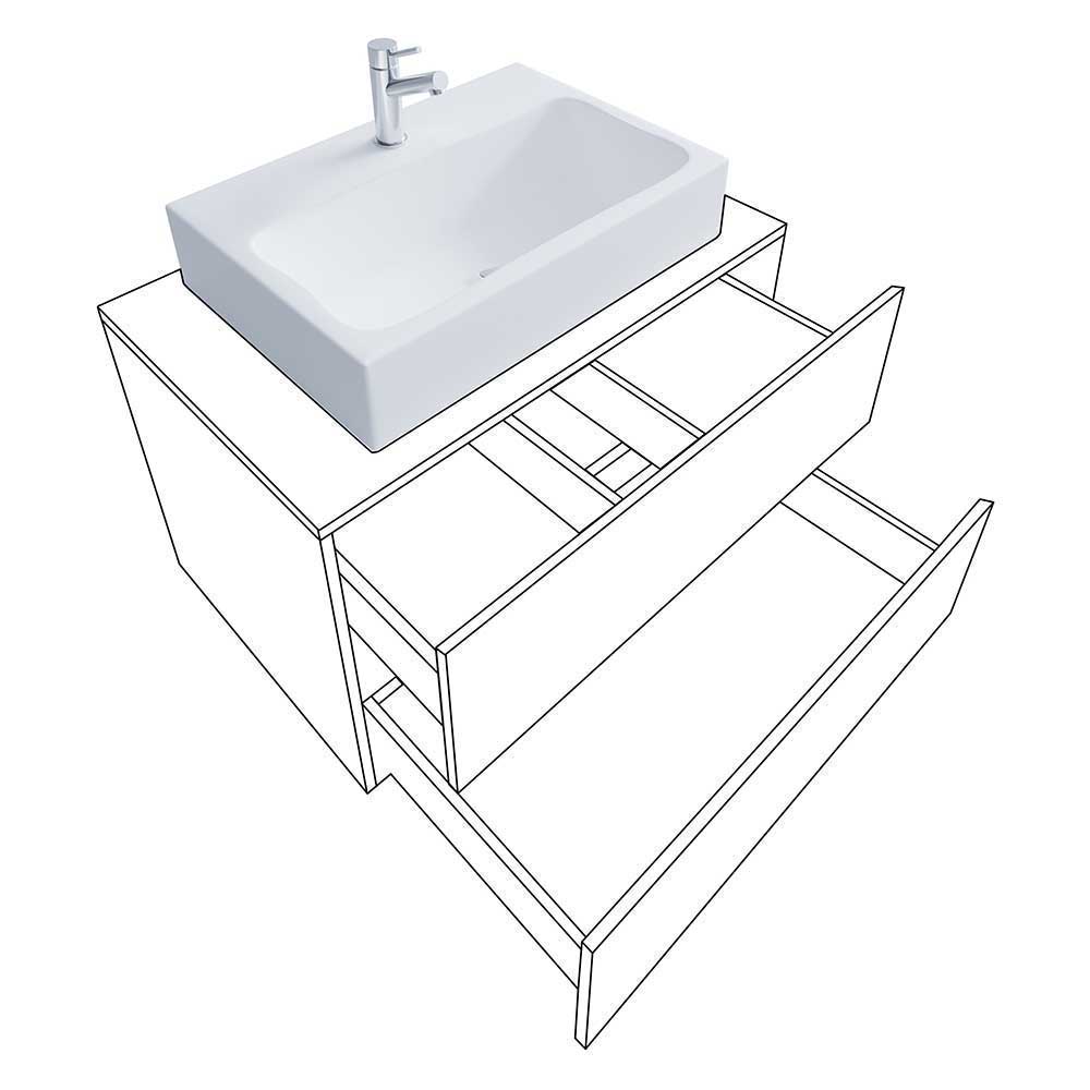 Badezimmermöbelset zweifarbig Socotta in modernem Design 52 cm tief (vierteilig)
