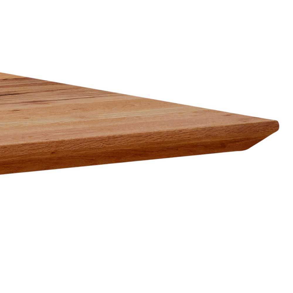 Küchen Tisch Marcala aus Zerreiche Massivholz und Metall mit Schweizer Kante