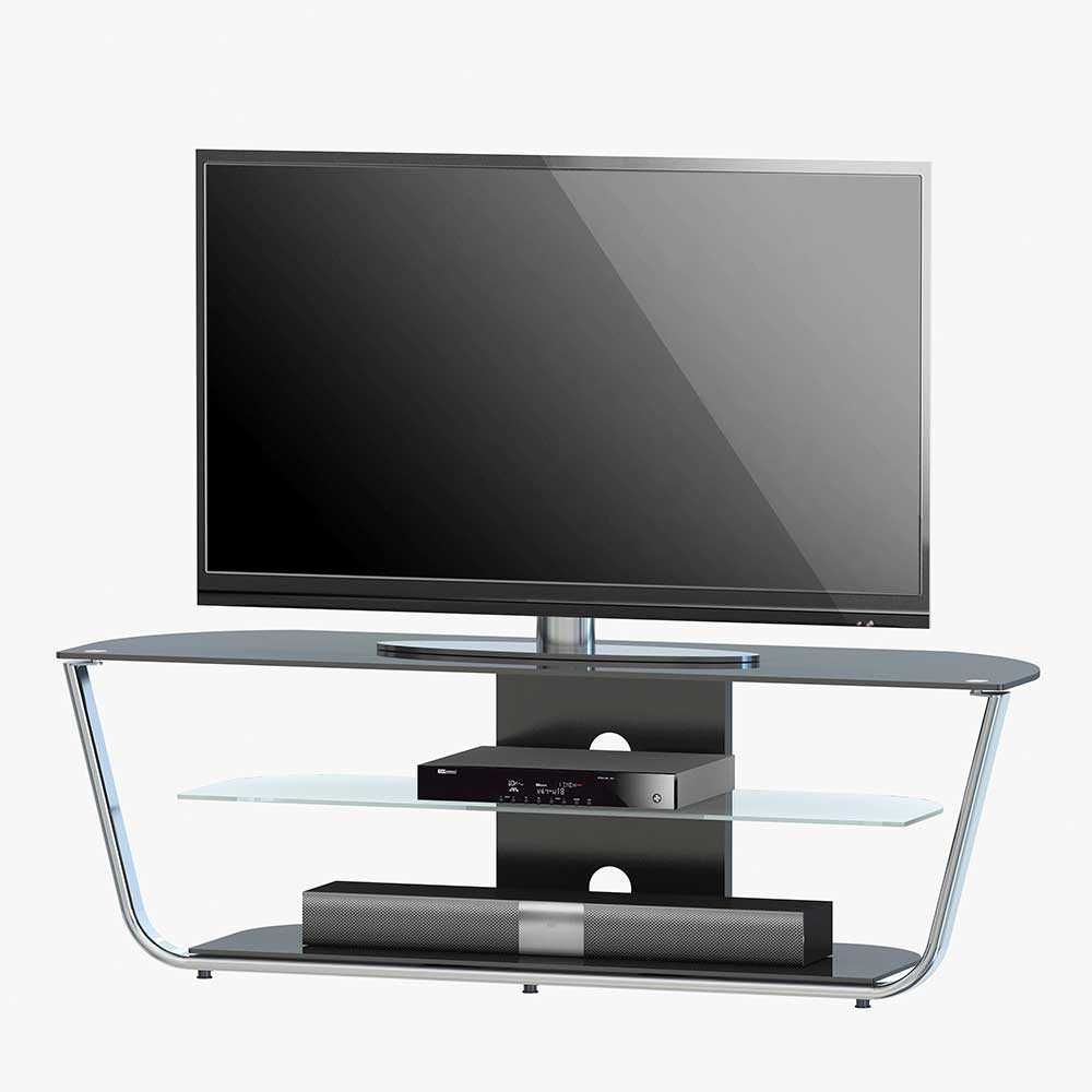 TV Tisch Konrad aus Sicherheitsglas und Metall modern