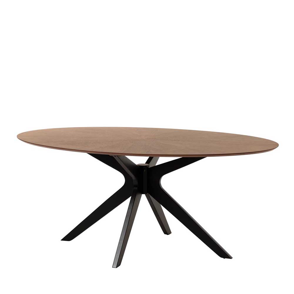 Design Esstisch Abelle in Walnussfarben mit ovaler Tischplatte