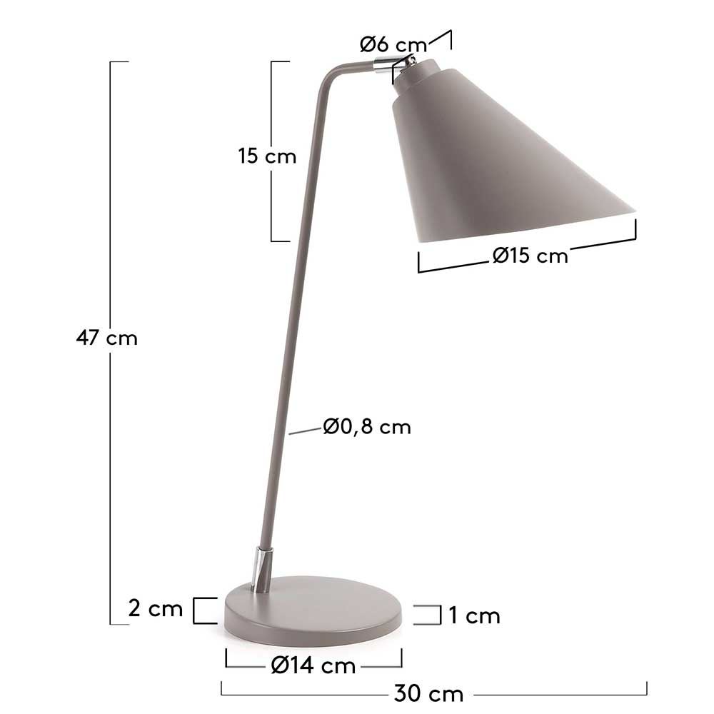 Metall Schreibtischlampe Rionja in Grau im Skandi Design
