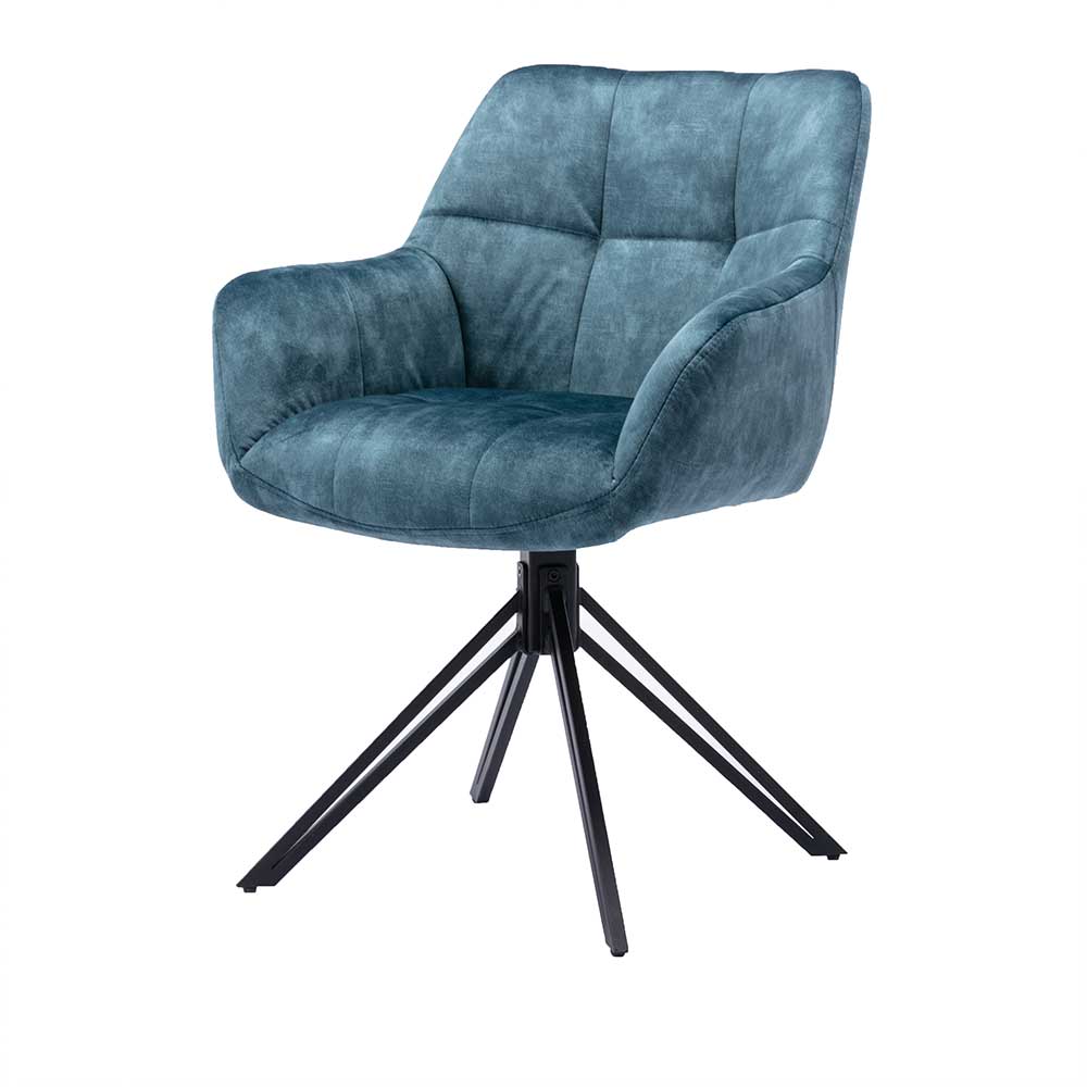 Esszimmerstühle mit Armlehnen Erulina modernes Design Blau und Schwarz (2er Set)