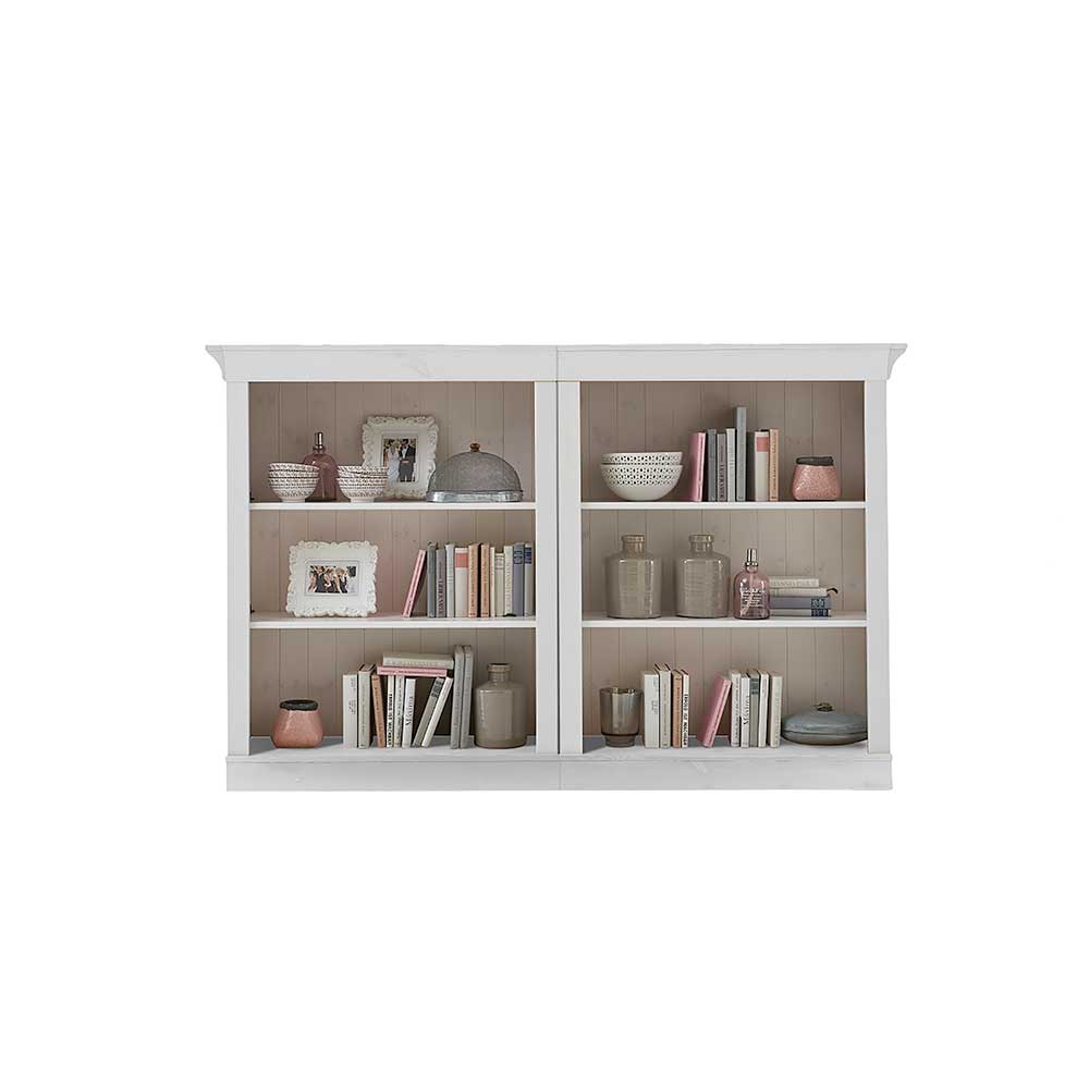Bücherregal Set Mures in Weiß aus Kiefer massiv (2er Set)