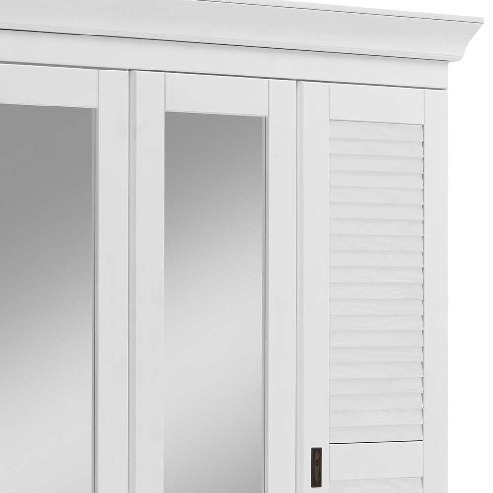 Weißer Landhaus Kleiderschrank Marcello mit Spiegeltüren 253 cm breit
