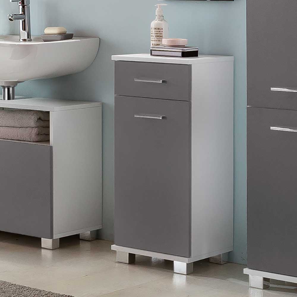 Badezimmer Unterschrank Rustina in Grau und Weiß modern