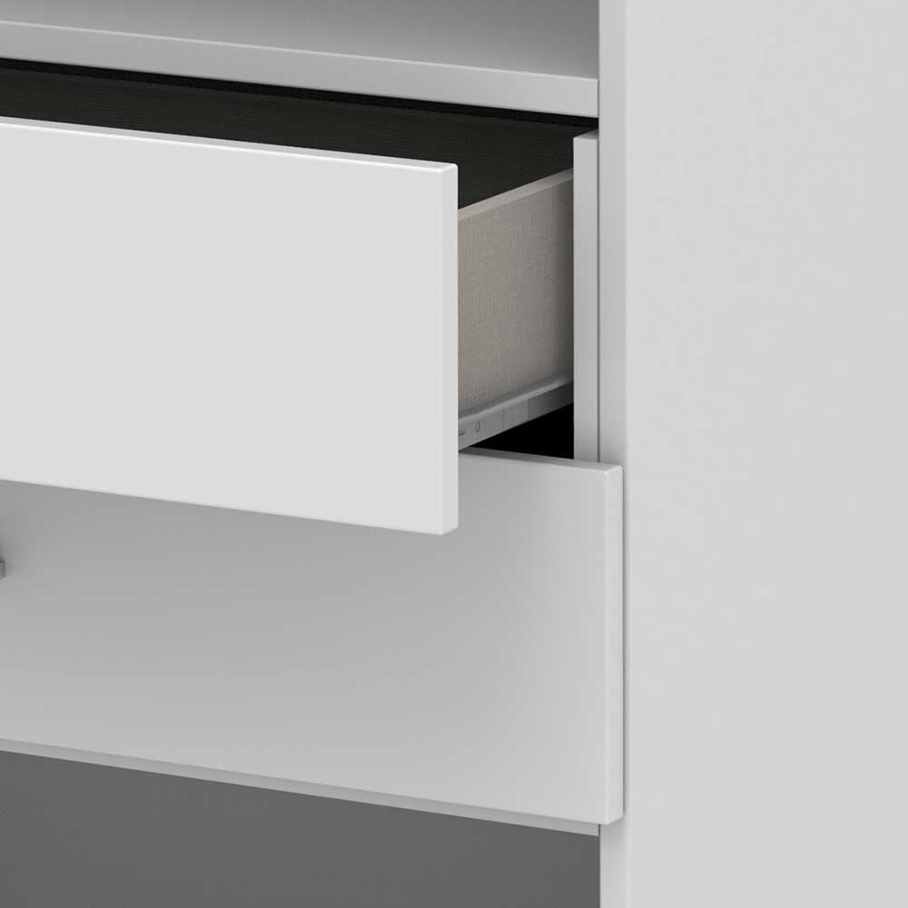 Home Office Regal Owama mit zwei Schubladen in Weiß