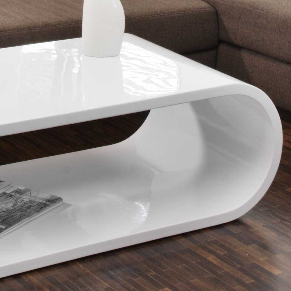 Hochglanz Design Sofatisch Kean in Weiß 120 cm breit