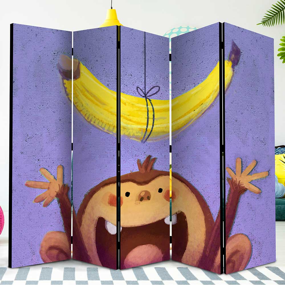 Kinderzimmer Raumteiler Netty in Bunt mit Affen Motiv
