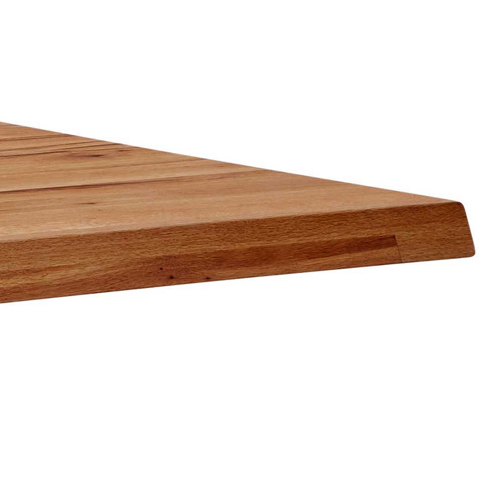 Tisch Holzplatte Vibaltos aus Zerreiche & Metall mit natürlicher Baumkante