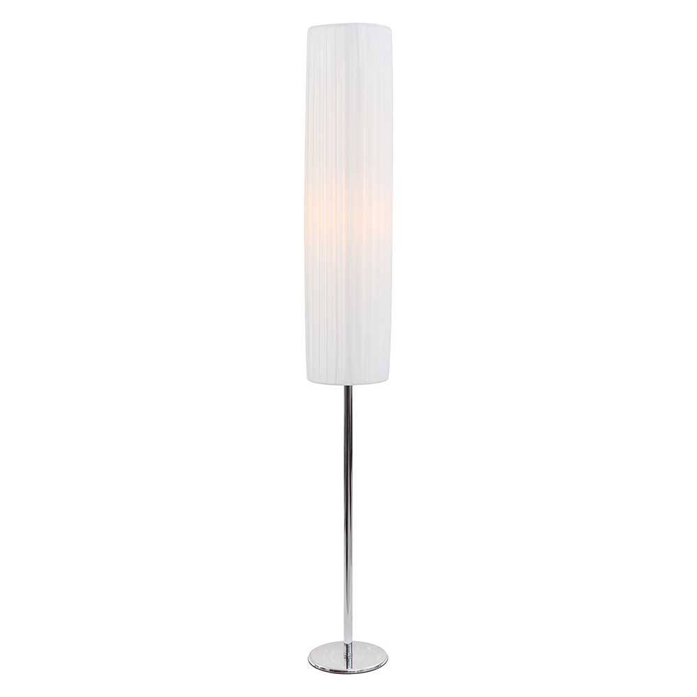 Stehlampe Jainano in Weiß und Silberfarben 110 cm hoch