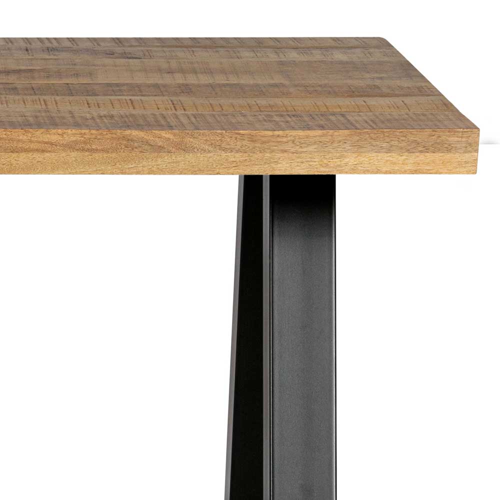Tisch Esszimmer Gelvino aus Mangobaum Massivholz & Metall im Industrie Stil
