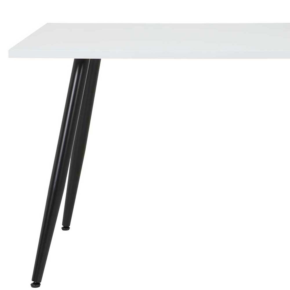 Hochglanz Esszimmer Tisch Zaora in Weiß und Schwarz mit Vierfußgestell