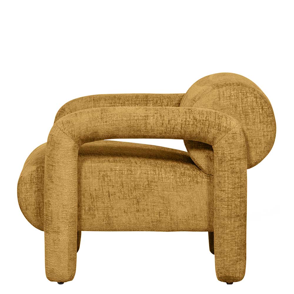 Moderner Design Sessel Buryas in Goldfarben aus Struktursamt