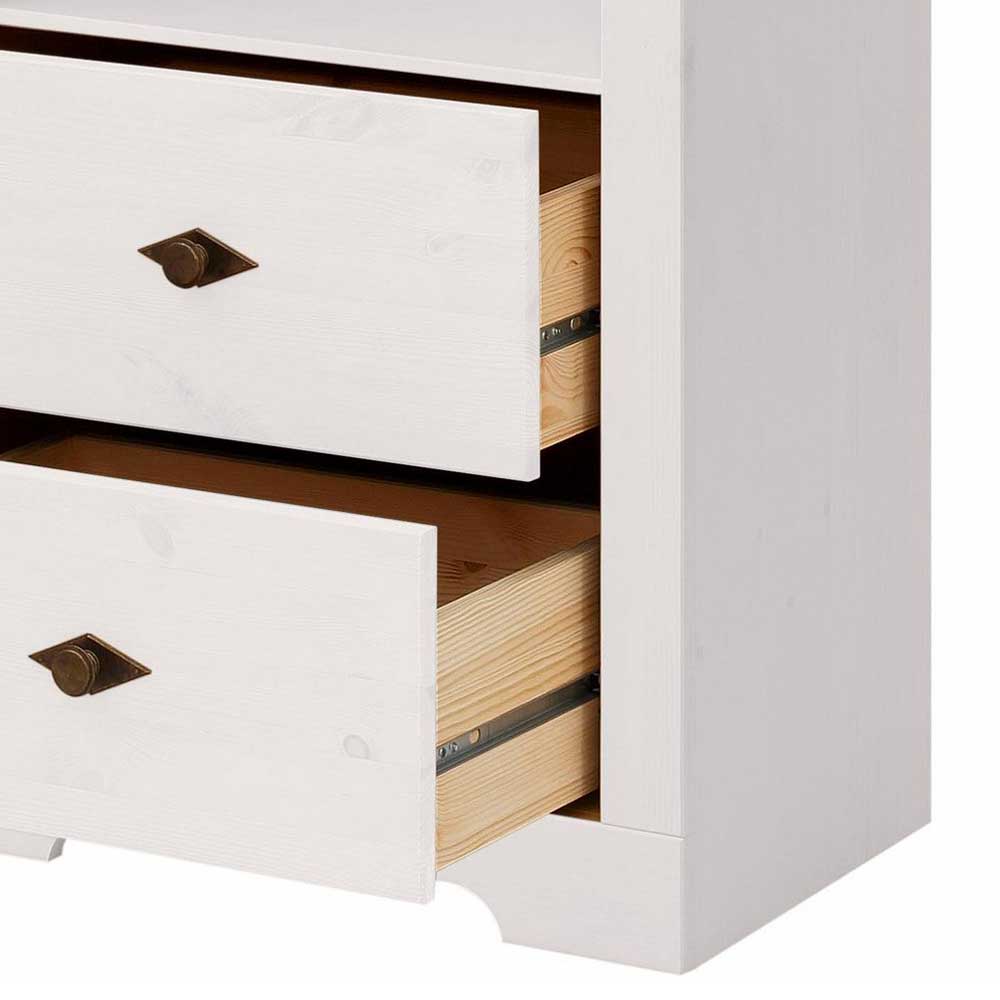 Weißes Holzregal Madrita mit zwei Schubladen 60 cm breit