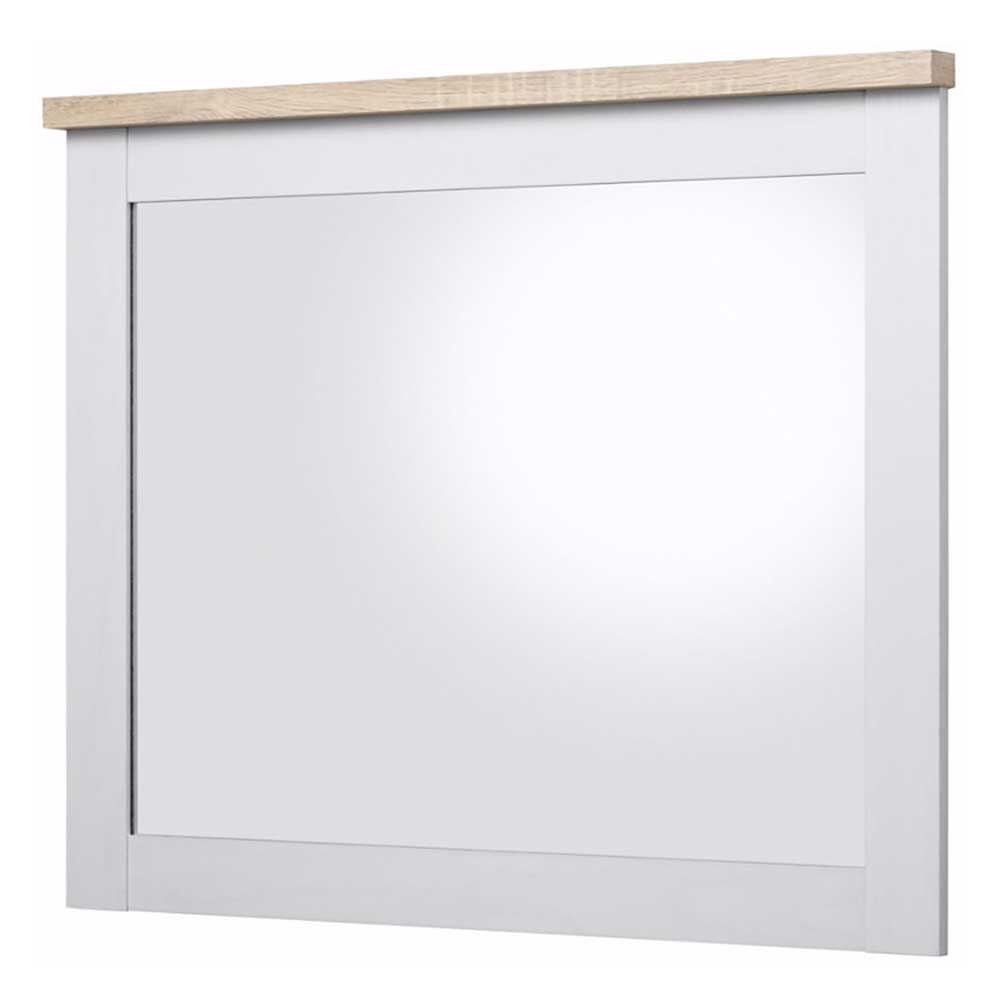 Landhaus Garderoben Spiegel Xalvian in Weiß und Sonoma Eiche 80 cm breit