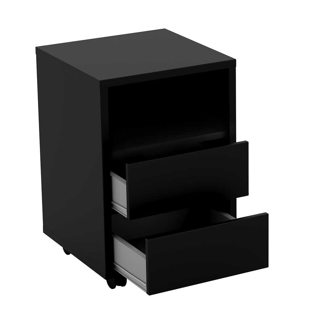 Büro Rollcontainer Candura - schwarz melaminbeschichtet mit zwei Schubladen