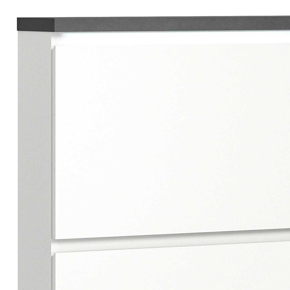 Schuh Schrank modern Houstna in Weiß & Dunkelgrau 127 cm hoch