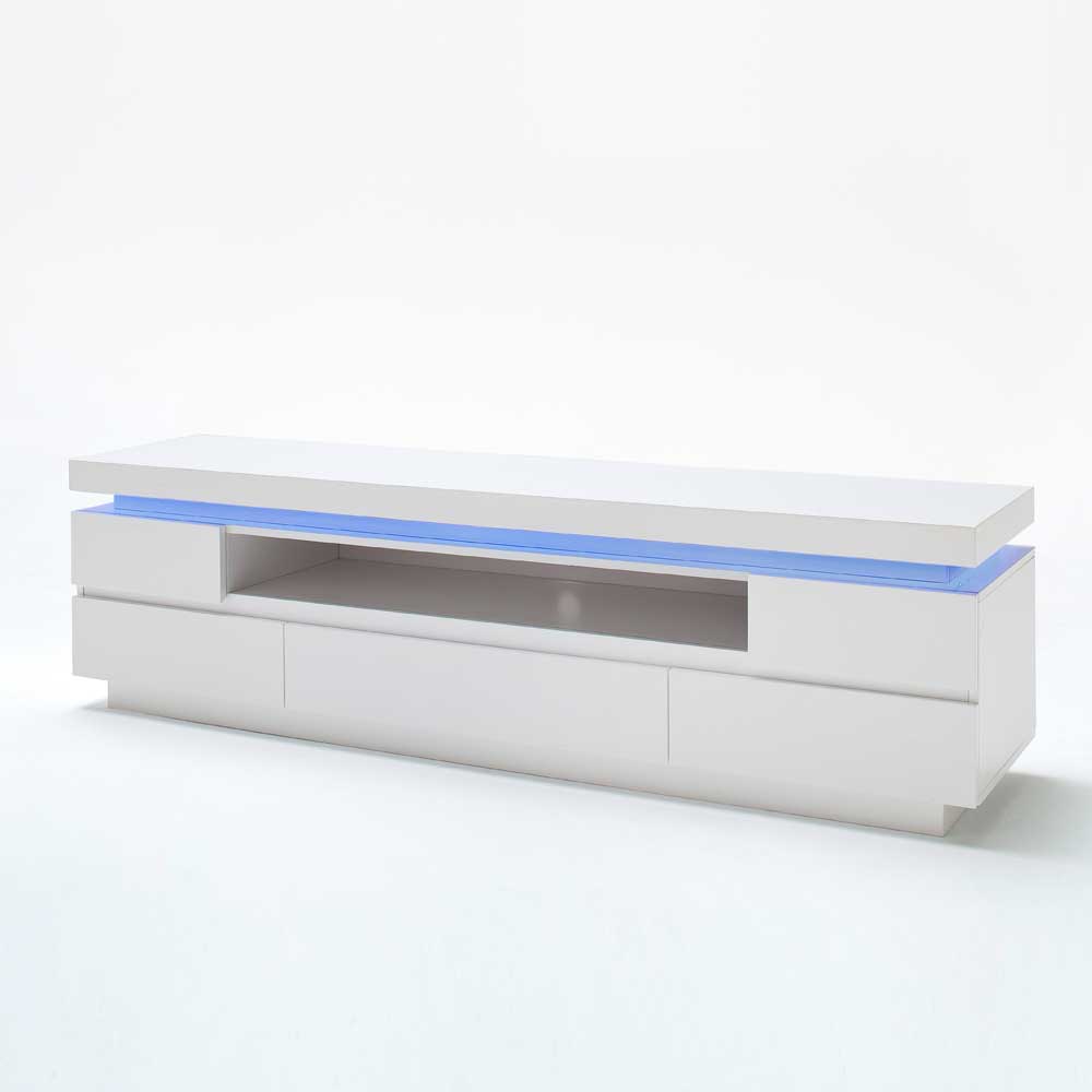 Lowboard Ponsanata mit Weiß Hochglanz mit LED Farbwechsel
