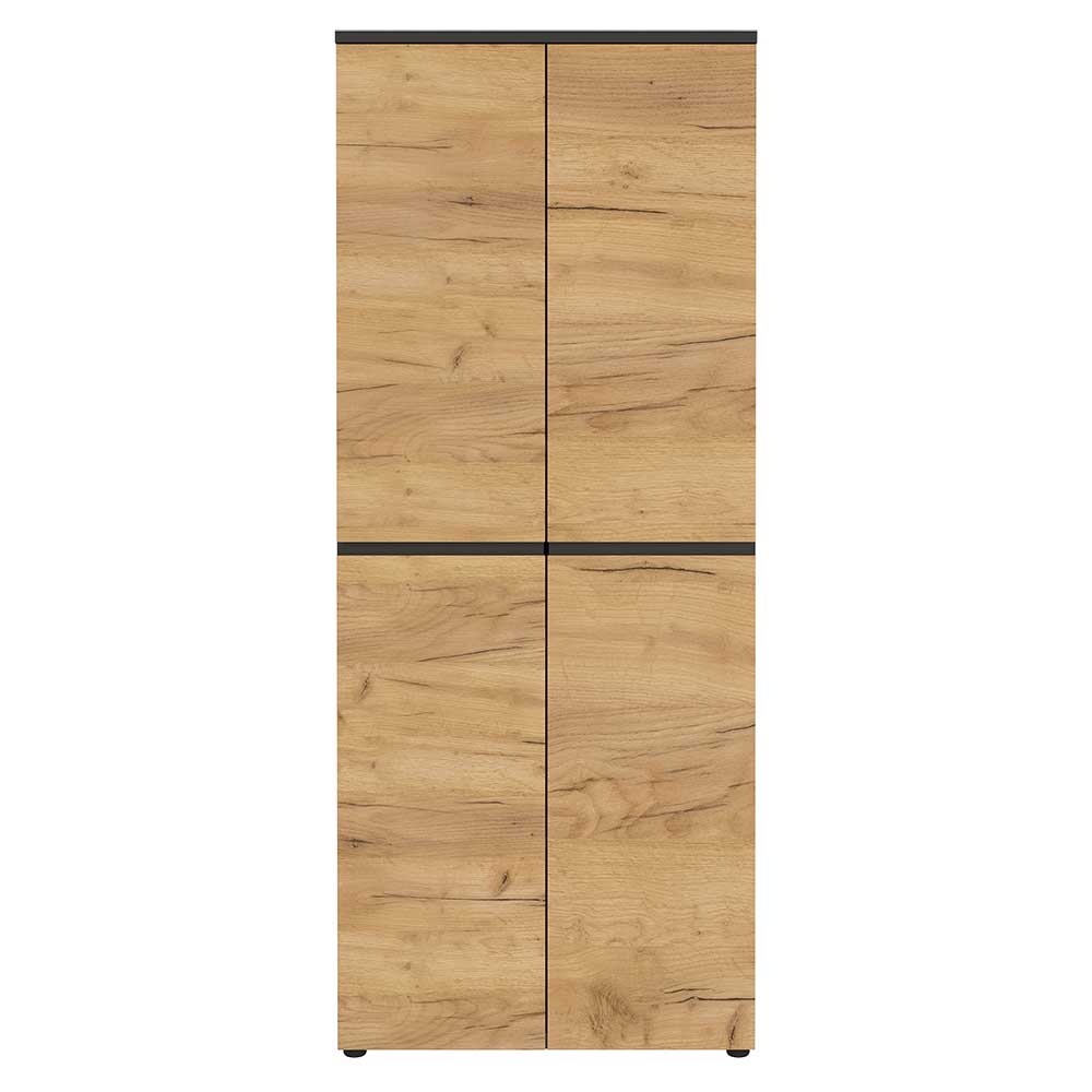 Büroschrank Charin 197 cm hoch 80 cm breit in Wildeiche Holzoptik