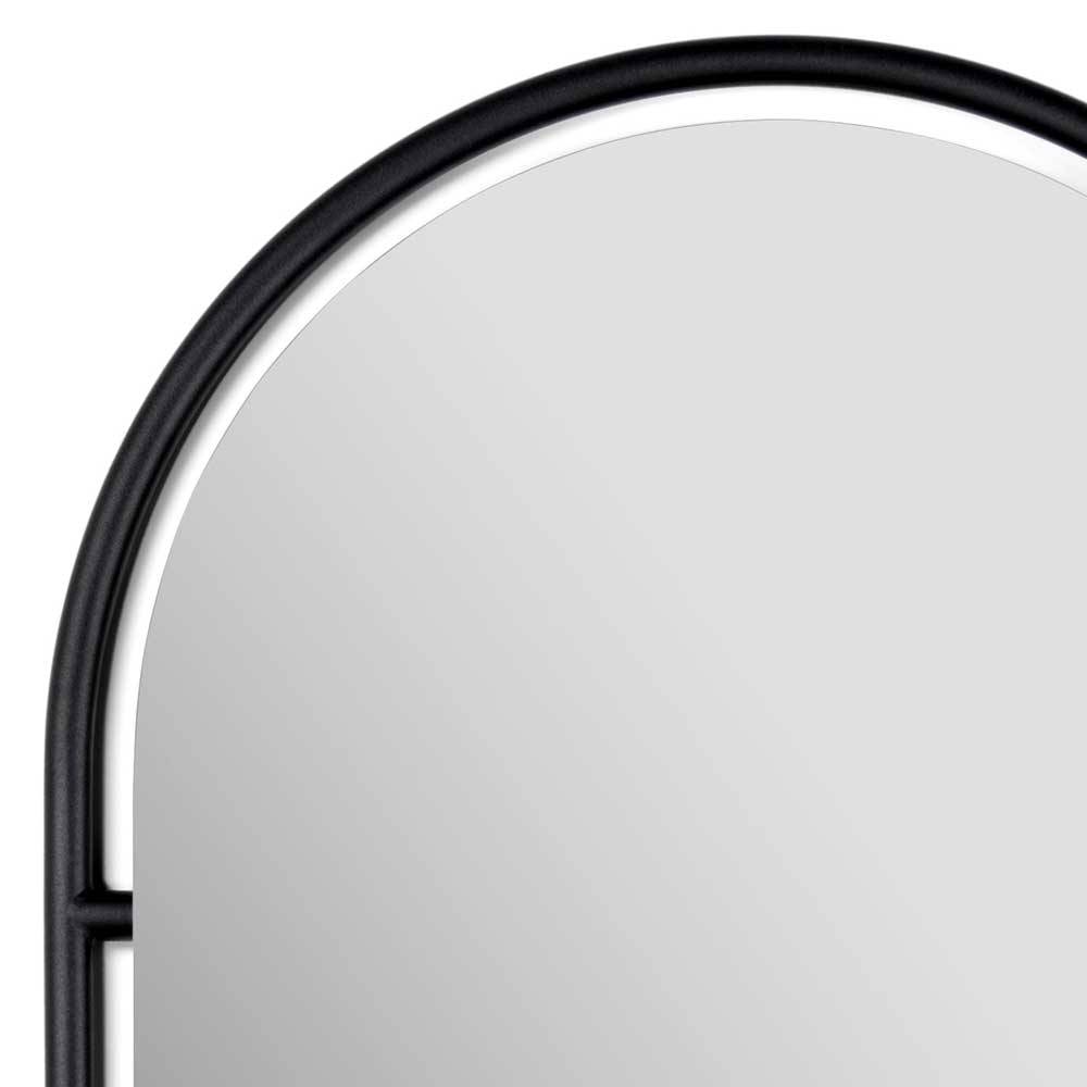 Schwarzer Garderoben Spiegel Arizona in ovaler Form mit Metallrahmen