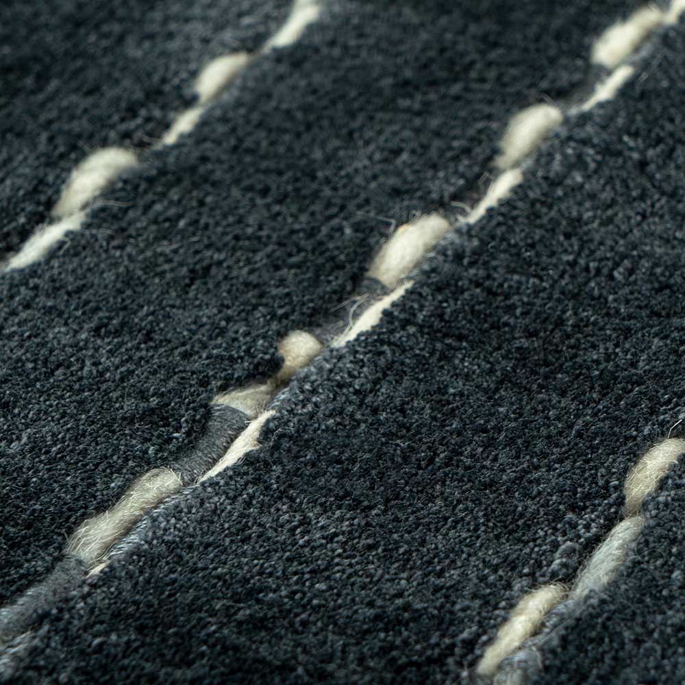 Streifenmuster Teppich Parilar in Anthrazit aus Kurzflor