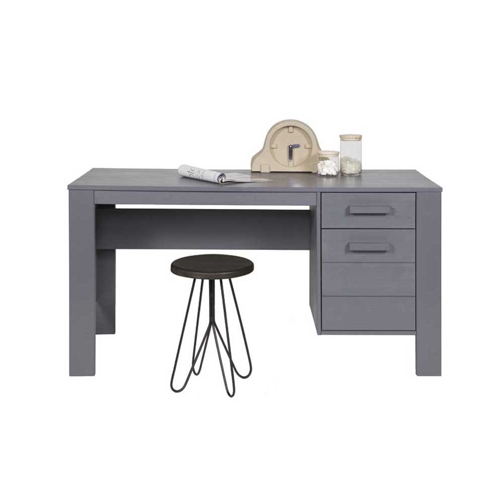 Schreibtisch Kojas in Dunkelgrau aus Kiefer massiv
