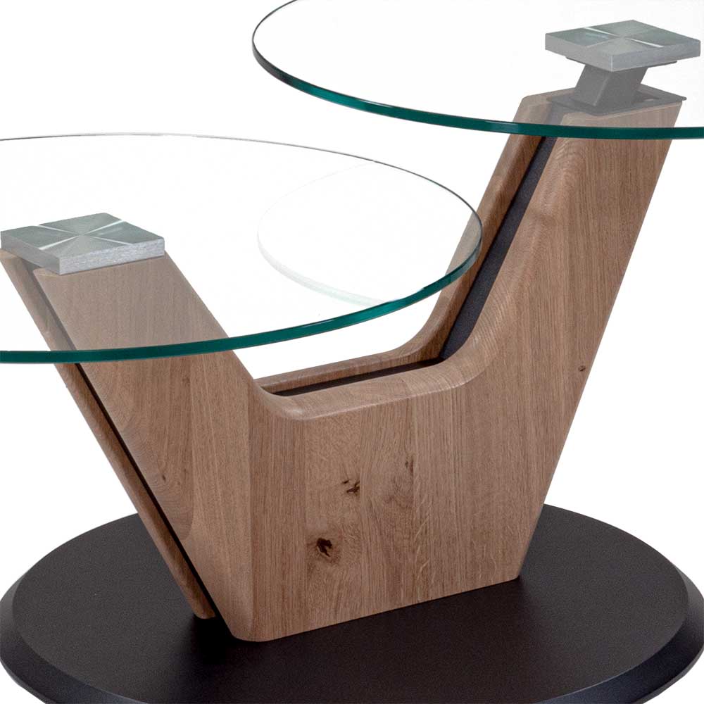 Design Couchtisch Movement höhenverstellbar mit zwei Glasplatten