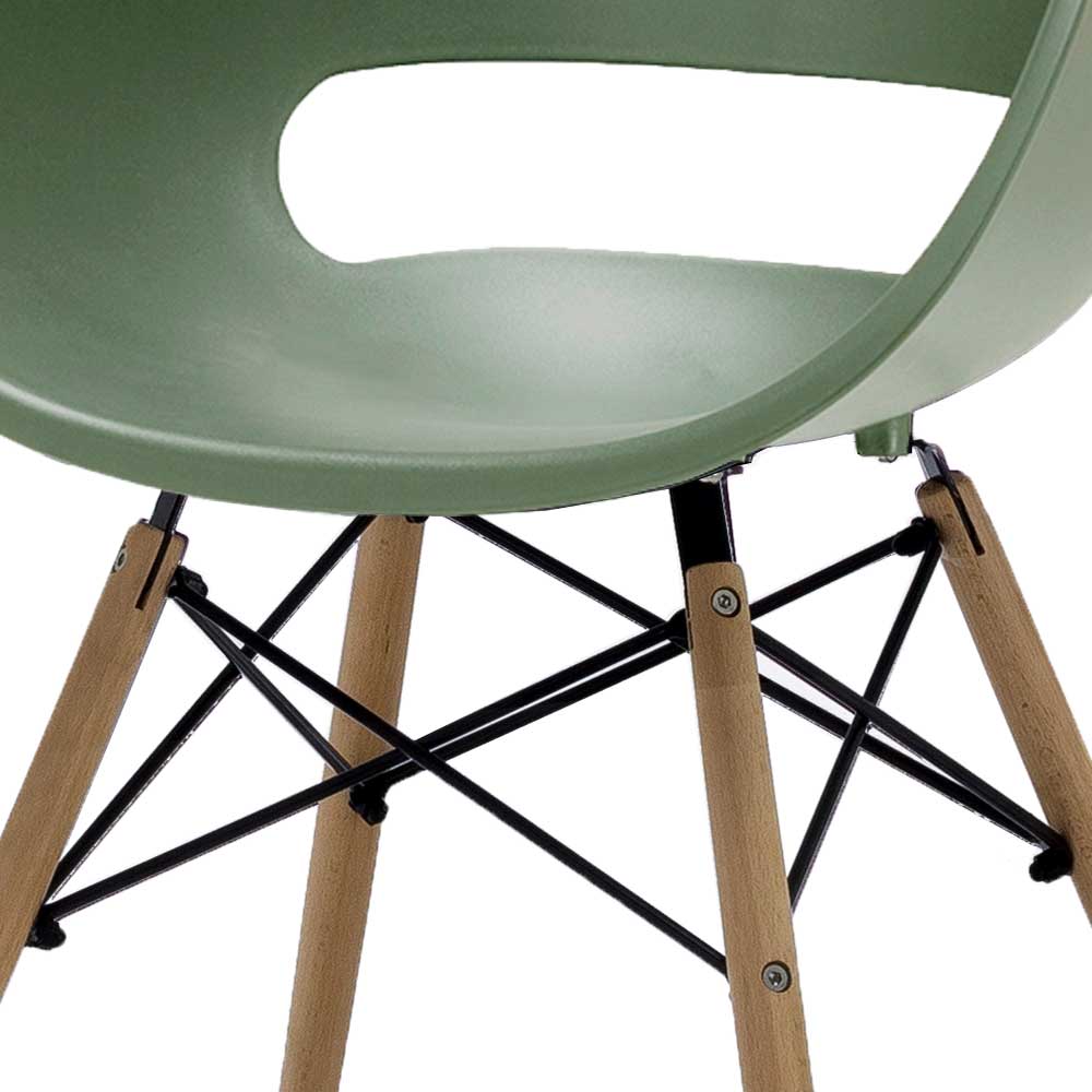 Armlehnen Küchenstühle Strike in Grün Kunststoff mit Massivholzgestell (4er Set)