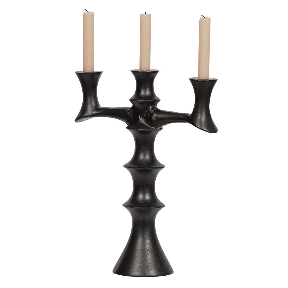Kerzenleuchter Sennpa in Schwarz aus Aluminium (3er Set)