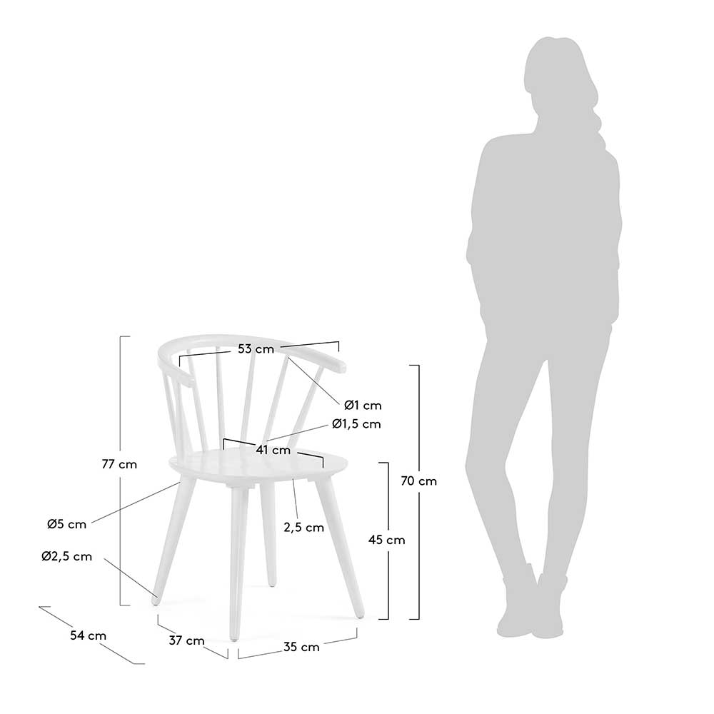 Weiße Stühle Canestro im Skandi Design massiv (2er Set)