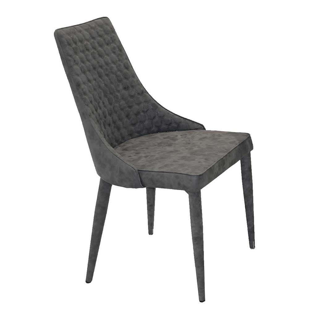 Esstisch Stühle Cessey in Grau aus Kunstleder (2er Set)