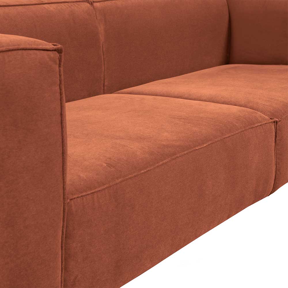 Apricot Samt Couch Brasatura 240 cm breit in modernem Design
