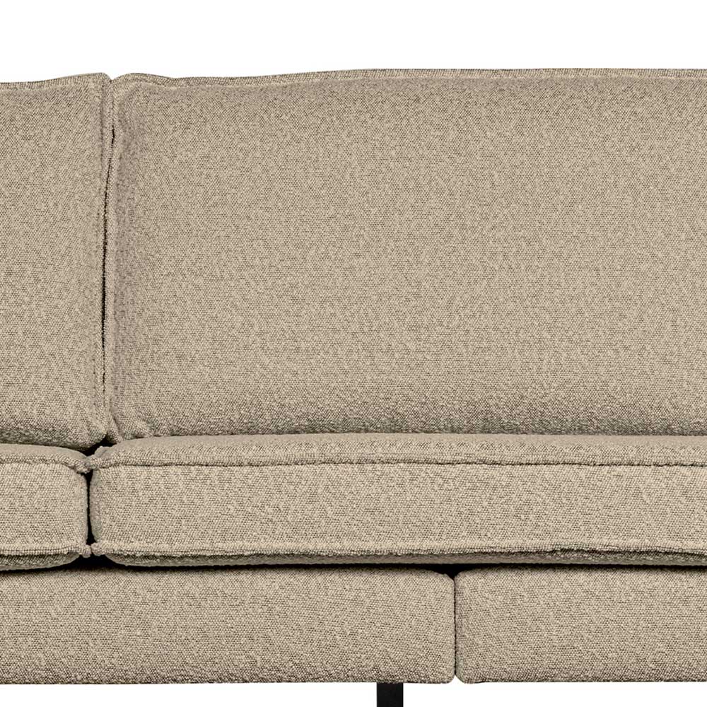 Dreier Sofa Beige Catanias im Retrostil aus Boucle Stoff und Metall