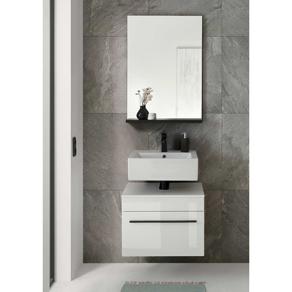Waschbeckenunterschrank mit Spiegel Fricossa in Weiß Hochglanz (zweiteilig)