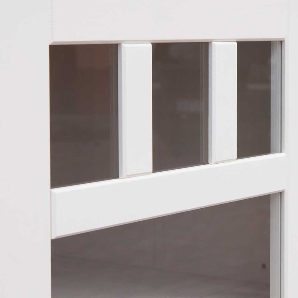 Landhaus Sideboard mit Glastüren Vomano in Weiß aus Kiefer Massivholz
