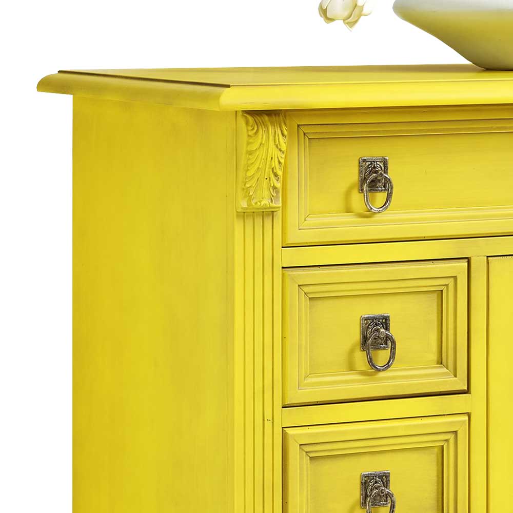 Vintage Kommode Endrov in Gelb aus Fichte massiv