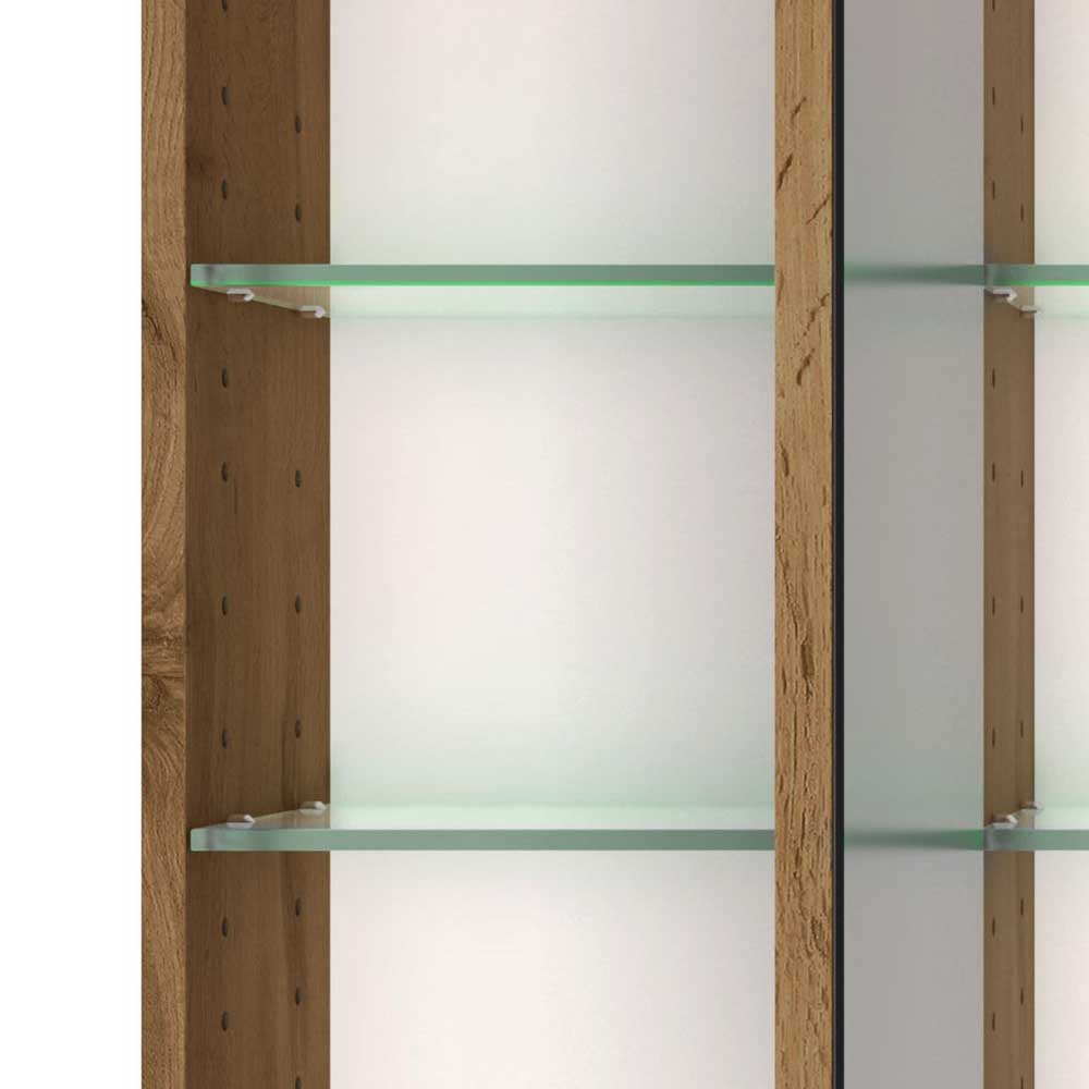 Spiegelschrank mit LED Longos Korpus Holzoptik in Wildeichefarben