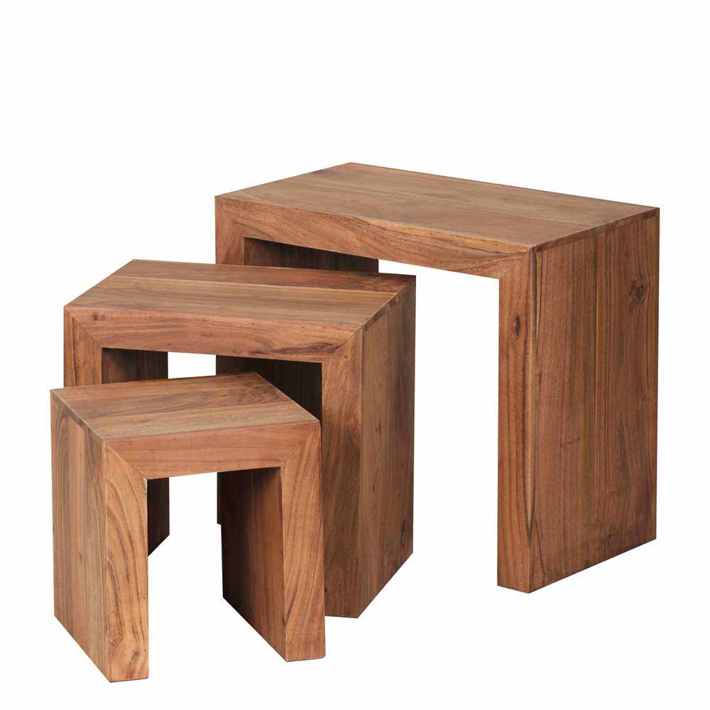 Dreisatztisch Selvas aus Akazie Massivholz (dreiteilig)