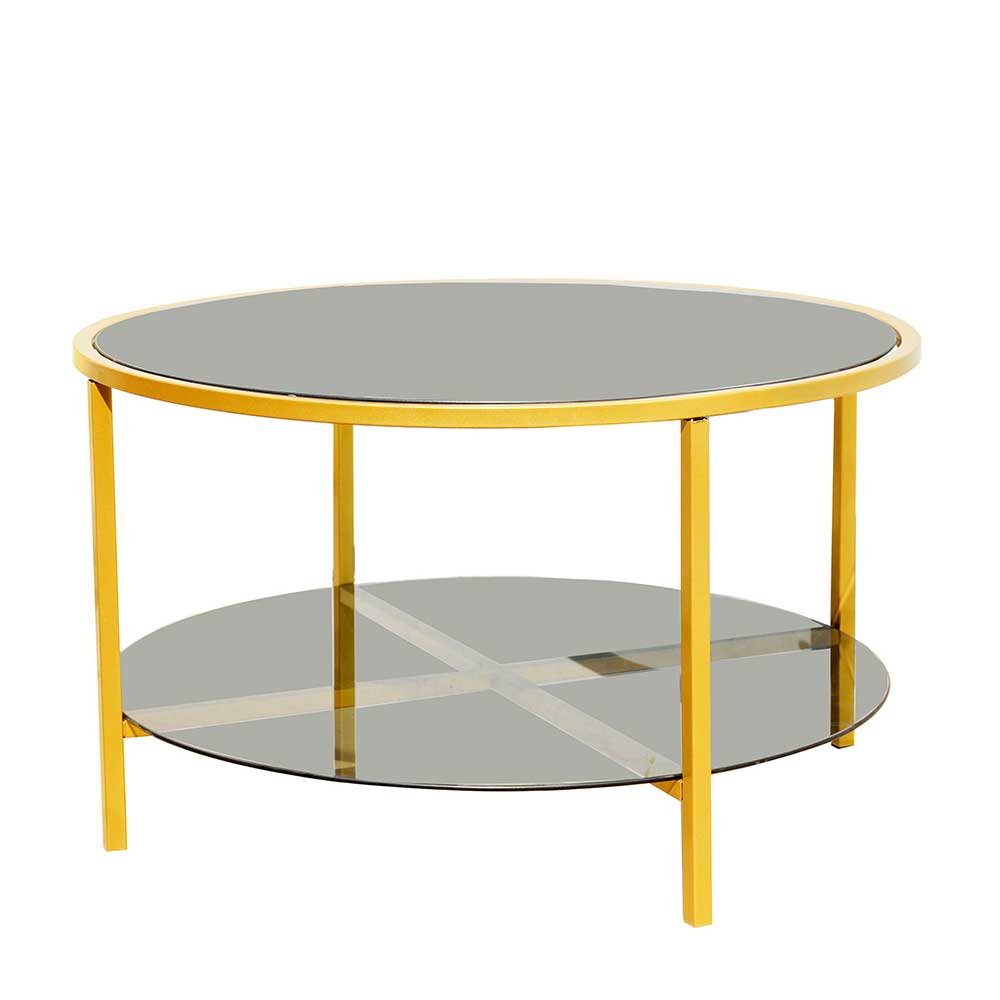 Glastisch Fanduda in Grau und Goldfarben 75 cm breit