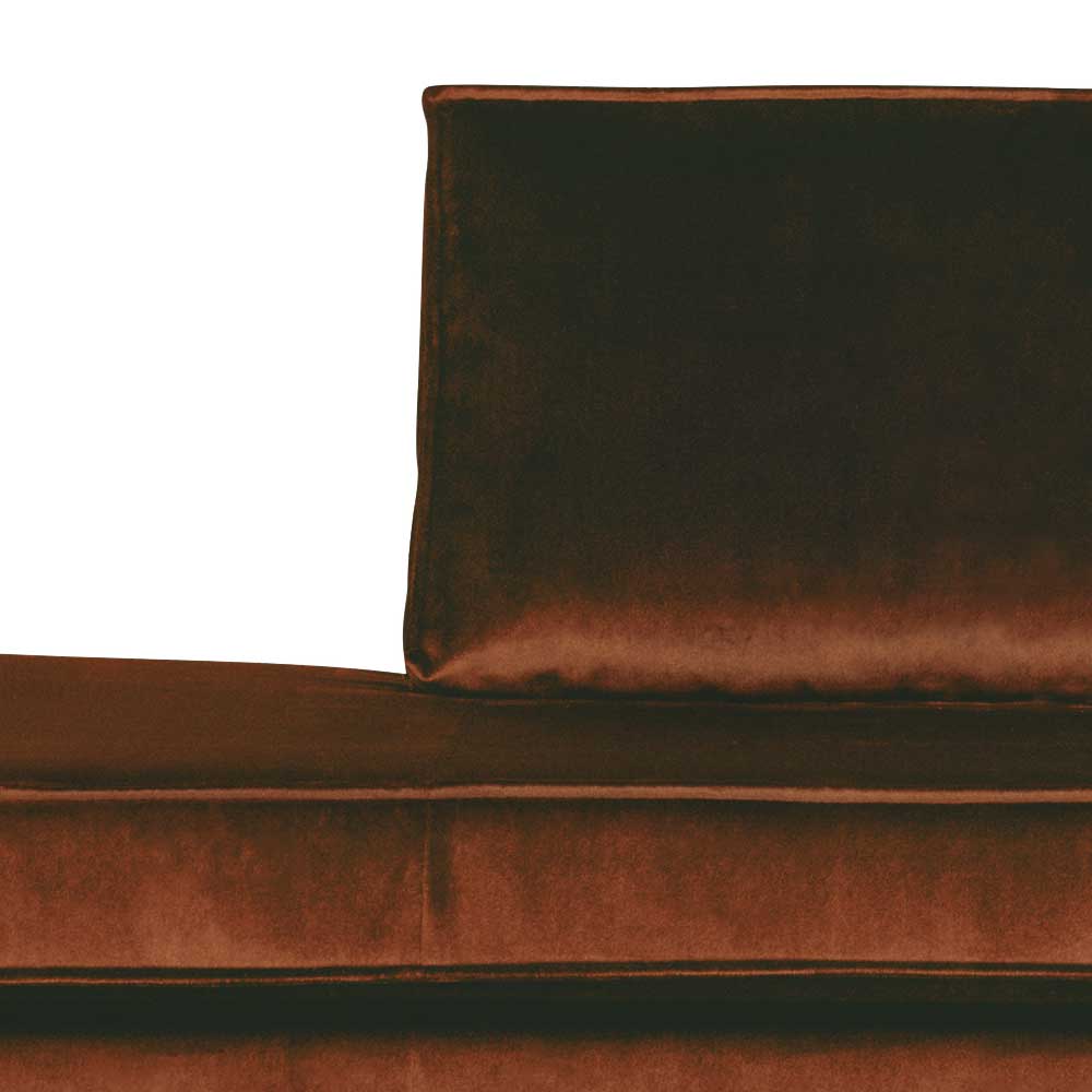 Couch Recamiere Aylon in Rostfarben mit samtigem Bezug