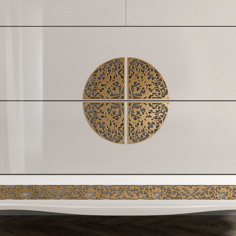 Italienische Design Anrichte Jedvila in Weiß mit Blattgold verziert