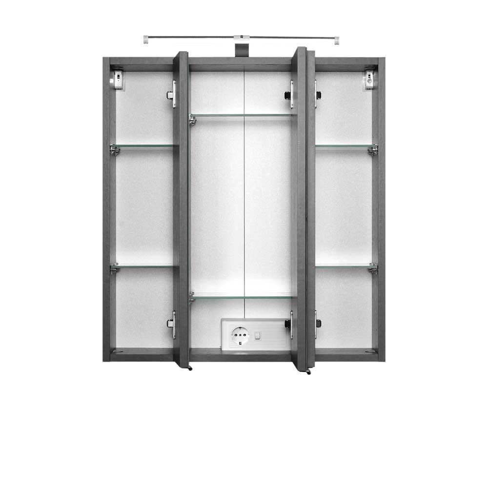 Badezimmer Kombination Lahabana in Grau mit LED Beleuchtung (fünfteilig)