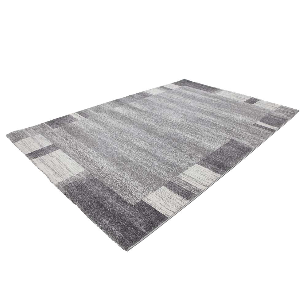 Kurzflor Teppich Blames in dunkel Grau und Silberfarben 2 cm hoch