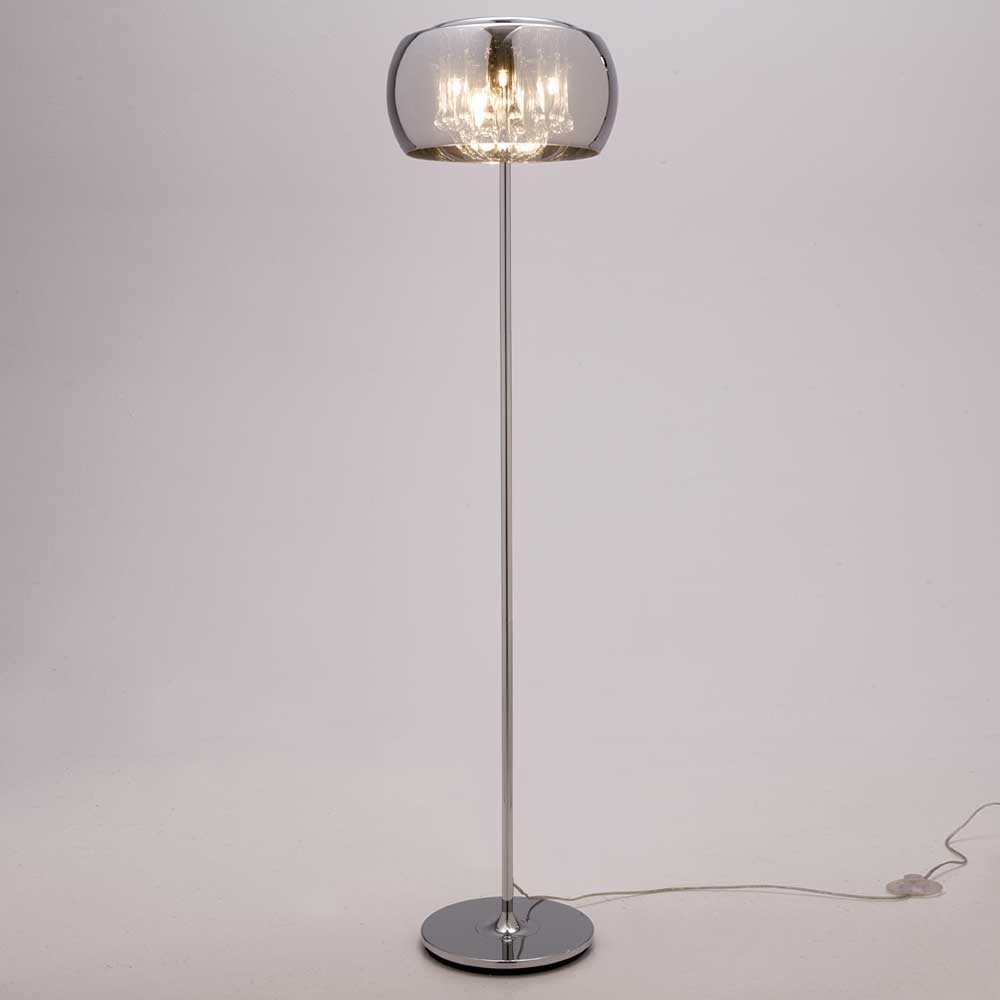 Stehlampe Mantua aus verspiegeltem Glas mit Glastropfen