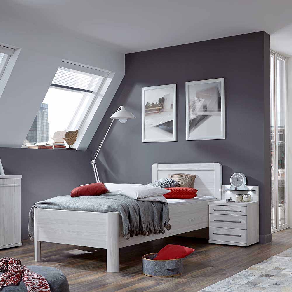 Schlafzimmermöbel Set Frey in Lärche Weiß 100x200 cm (dreiteilig)