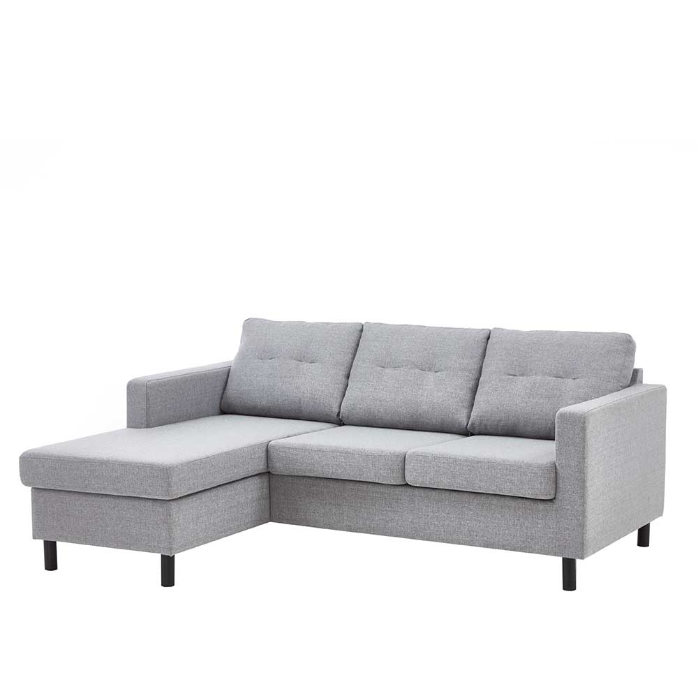 Graue Wohnzimmer Couch Vagarno in L Form mit Armlehnen
